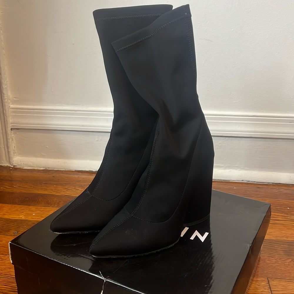 SHEIN Black Silky Sock Boots